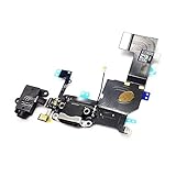 ePartSolution Replacement for iPhone 5S Charging Port USB Charger Dock Connector USB Port Headphone Audio Jack Flex Cable USA (Black)