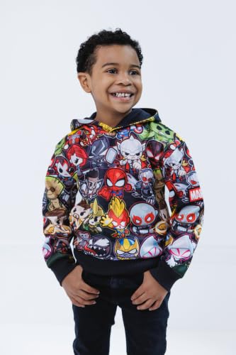 Marvel Avengers Little Boys' Allover Print Graphic Pullover Hooded Sweatshirt Avengers Dark Grey 5 - image 2