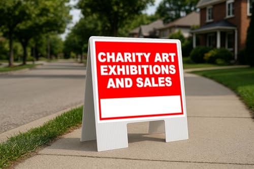 Charity Art Exhibitions And Sales Write On Me Red Folding Coroplast A-Frame with Double-Sided 23in x23in