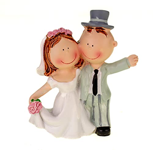 Hobbyfun Wedding couple as cake decoration waving 90 mm bridal wedding deco bride and groom