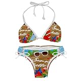 Ensembles de Bikini pour Femmes,Maillots de Bain Femmes, Bikinis pour Femmes,Bikini Ensemble, Bonjour Plage d'été, L