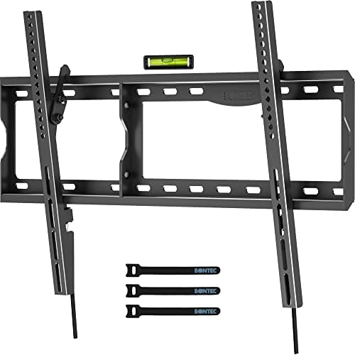 BONTEC TV Wall Bracket for Most 37-86 inch LED LCD OLED Plasma Flat Curved TVs, Tilt TV bracket 65 inch+ Holds TV up to 75kg, Max VESA 600 x400mm, Spirit Level and Cable Ties Included