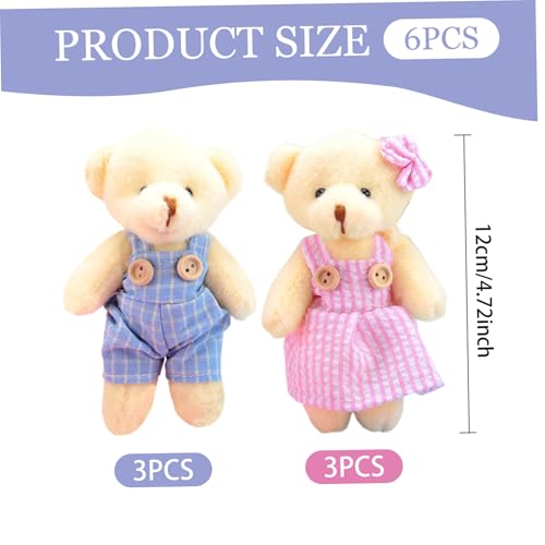 6 Llaveros de Oso de Peluche con Ropa Mini Muñecos Compactos 6