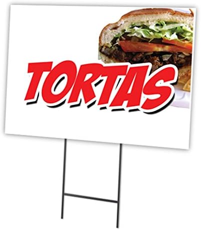 TORTAS 12"x16" Yard Sign & Stake | Advertise Your Business | Stake Included Double Sided Image | Made in The USA