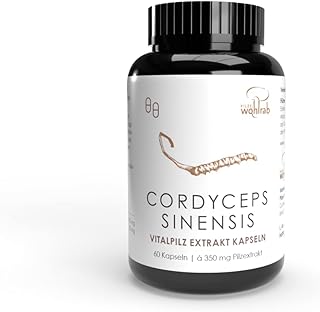 Cordyceps Kapseln hochdosiert - 60 Stück - 350 mg Cordyceps sinensis Extrakt je Kapsel - Bio Acerola Vitamin C