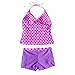 iiniim Girls Polka Dots 2 Piece Halter Tankini Swimwear Swimsuit Summer Clothes Purple 10