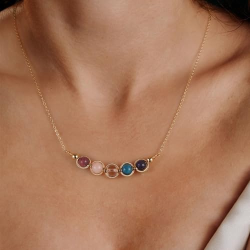 Zodiac Necklaces for Women, Natural Healing Crystal Zodiac Necklace Gifts Handmade Gemstone Beads Choker Necklace for Women Spiritual Astrology Jewelry Birthday Gifts2