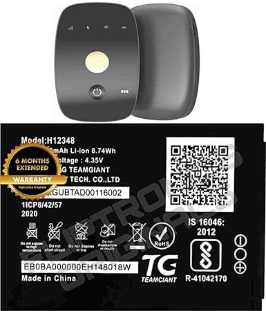 Image of H12348 Battery for Jio WiFi Dongle /Airtel WiFi / M2S Fi 2 / Wireless Router 4g FI2 / M2 hot spot Battery with 6 Month Warranty**** (Z18)