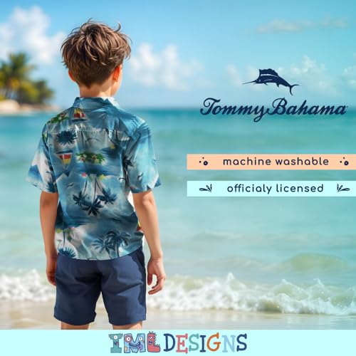 Image of Tommy Bahama Boys Classic Woven Button-Down Short-Sleeve Hawaiian Shirt with Pocket for Kids