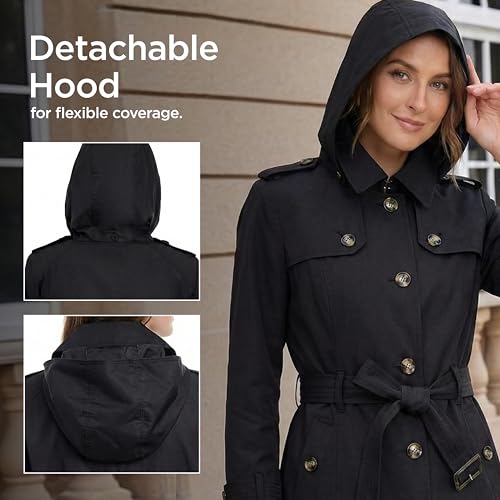 LONDON FOG womens Trenchcoat, Black, Small US