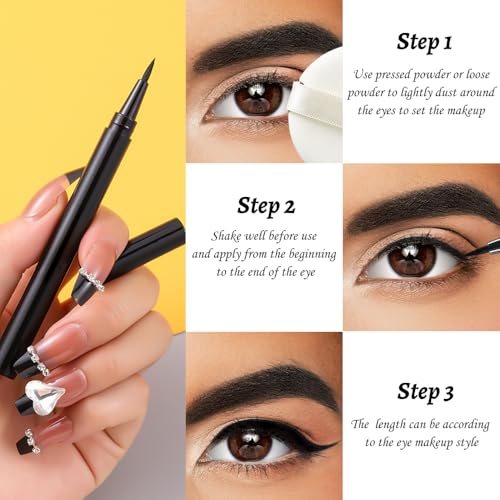 Anwuozu Liquid Eyeliner Set，12 Pack Matte Black Eye Liner Pen，Eye Ink Liner with Ultra-Fine Tip Makeup，Quick-Dry Eyeliner Pack，Glides on Smoothly，Smudge-Proof，Easy to Apply，Vegan Formula
