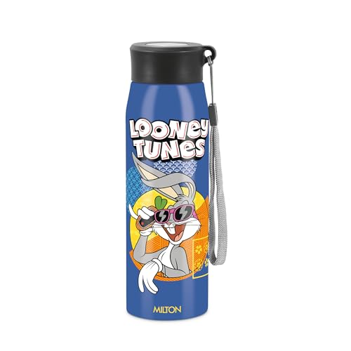 MILTON Handy Design 650 Stainless Steel Sipper Water Bottle 690 ml, Single Walled, ISI Certified I Leak Proof Lid, Rust Proof I For School, Office, Gym I Dark Blue (LOONEY TUNES)