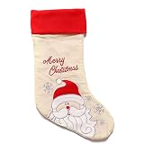 Ficher Medias de Navidad de Papá Noel, reno, personaje de Navidad 3D de felpa de lino colgante etiqueta borde de Papá Noel