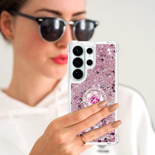 Ysnzaq Flowing Liquid etui do Samsung Galaxy S26 Ultra z podpórką z diamentowym pierścieniem, błyszczące, brokatowe, ruchome piaski, przezroczyste, miękkie etui z TPU dla dziewcząt i kobiet, etui do