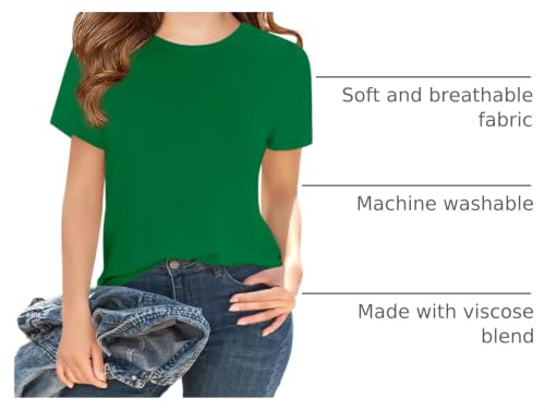 Image of Girls Short Sleeve T Shirts Kids Summer Tops Crewneck Tees 5-14 Years