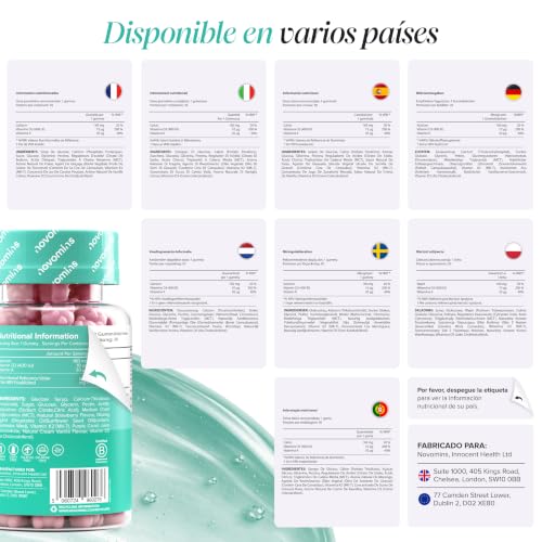 Miniatura 11 de Gominolas De Calcio Con Vitamina D3 Y K2 Para Niños 160 Mg De Calcio, 400 Ui De Vitamina D3 Y 30 G De Vitamina K2 Por Ración Para Huesos Y Dientes Fuertes Sin Gluten 30 Gominolas Novomins