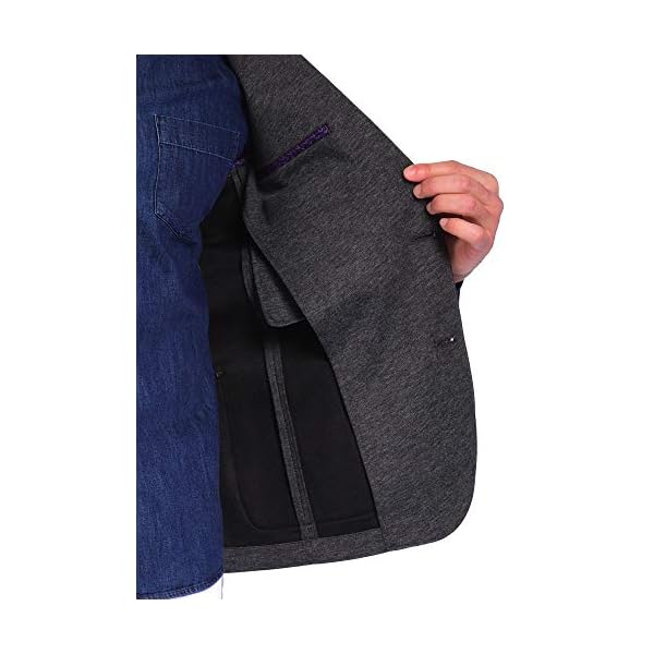 Craft & Soul Men's Slim Fit Casual Comfort Knit Blazer Sport Coat Jacket Charcoal Grey - Image 4