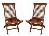 Mediablue 2er Set Klappstuhl Teakstuhl Gartenstuhl Teak Holz Stuhl für Terrasse Wintergarten Balkon witterungsbeständig behandelt massiv klappbar Natur