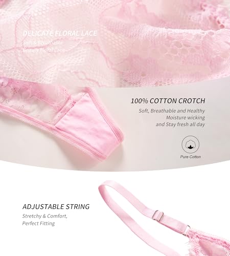 Image of SHARICCA Lace G-String Thongs for Women Adjustable Sexy Low Rise Underwear Breathable T-back Thongs Panties 3 Pack