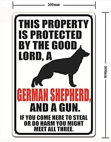 Miniatura 6 de FENGYIN ART - Señales de advertencia de pastor alemán, cartel de cuidado con el pastor alemán, letrero de cuidado con el perro, agujeros