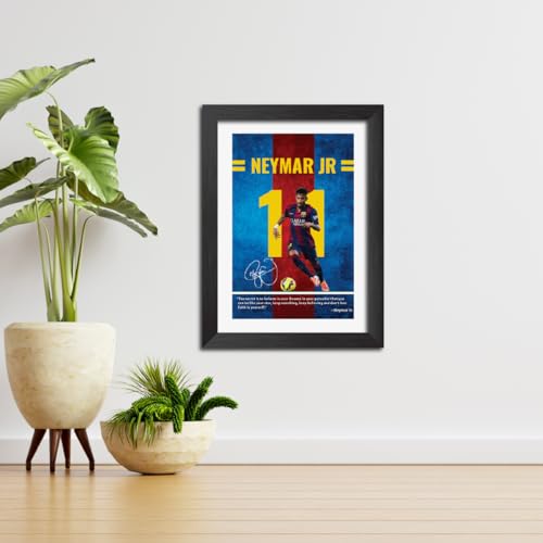 Image of TenorArts Neymar Jr Quotes Poster Frame Barcelona Laminated Photo Framed Painting with Matt Finish Black Textues (12 inches x 9inches)