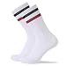 Produktbild SOFTWEARY Tennissocken Damen & Herren Performance Crew Sportsocken (3x Paar) Retro Socken (3x Weiß(Schwarzer/Roter Streifen), 39-42)