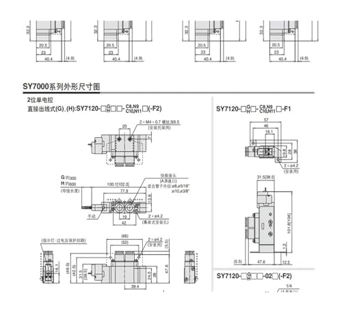 Électrovanne 5 ports SY7120-4LZD-02 de commande pneumatique à fermeture normale - 6