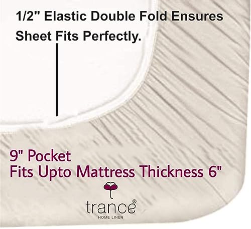 Image of Trance Home Linen 100% Cotton 80 inchx38 inch inch Printed Elastic Fitted Bedsheet | College /Hostel Use Fitted Bedspread with 1 Pillow Cover (80 inchx38 inch | 6.6x3.1 feet, Ferns Blue)