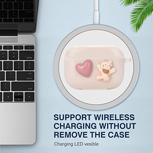 Cute Kawaii Airpod Pro 2 Case With Shell Pearl Keychain Love Heart Cat Design Silicone Tpu Cover Compatible With Airpods Pro 2Nd Generation 2022 Case For Women And Girls #TOP3
