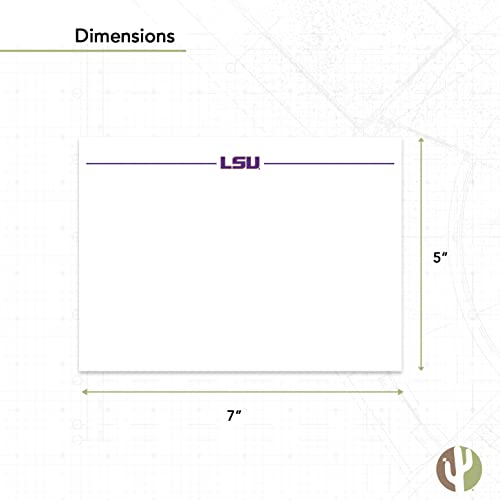 Image of Desert Cactus LSU 10 Pack Notecards Stationery Cardstock Tigers Geaux Louisiana State University Includes Envelopes Memo Party Thank You (Notecard 1a)
