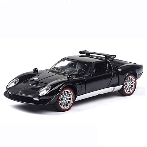 Car Model for La-mborghini Supercar Toy Metal Die Cast Sound Light Pull Back for Collection Vehicle Kids Gift 1:32 Alloy Simulation (Color : Black)