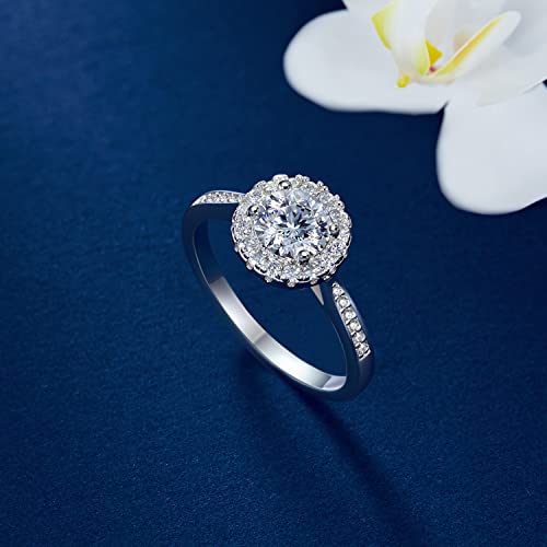MomentWish Anillos de Boda, Moissanita Diamante Anillo Plata Mujer, con Certificato Gra, Anillo Compromiso Mujer, Regalos de Pedida de Mano Tamaño53(16.9) - imagen 9