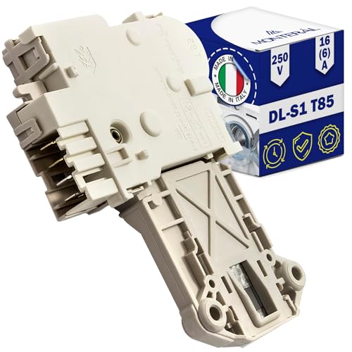 Bloqueo Cerradura para Puerta de Lavadora DL-S1 T85 con 4 Сontactos con Código Original 379203042/5 3792030425 379203042 para AEG para Electrolux - MADE IN ITALY - Garantía de 10 Años - MONTERAL