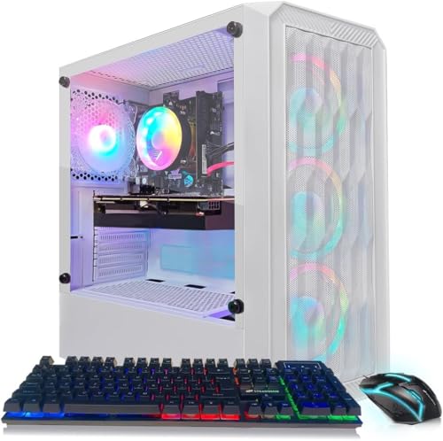 Image of STGAubron Gaming PC Desktop Computer, Intel Core i7 up to 3.9G, GeForce RTX 2060 6G, 16GB RAM, 1TB SSD, WiFi 6, BT 5.0, RGB Fan x 4, Windows 11 Home,White