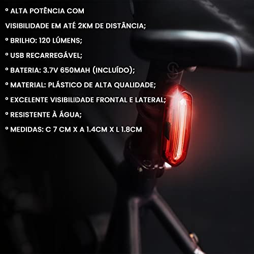 Sinalizador Lanterna Para Bike Usb 3 Cores Farol Traseiro
