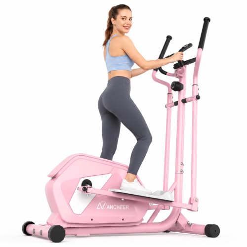 Image of ANCHEER Home Elliptical Machine with Magnetic Resistance&Hand Pulse Sensors | LCD Monitor,14 Resistance Levels,15 inch Stride, Quiet Operation,Low-Impact Exercise,Compact
