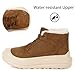 Eagsouni Womens Mens Winter Snow Boots Warm Fur Lined Ankle Booties Water Resistant Suede Leather Platform Shoes Lace Up Outdoor Sneakers,Brown,41