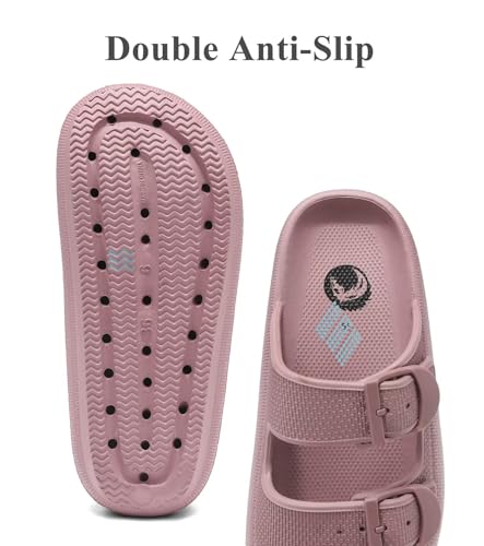 Image of Haifago Cloud Slide Sandals for Women Comfort Recovery Pillow Sandal, Lightweight House Bathroom Shower Slippers Adjustable Double Buckle Platform Slide