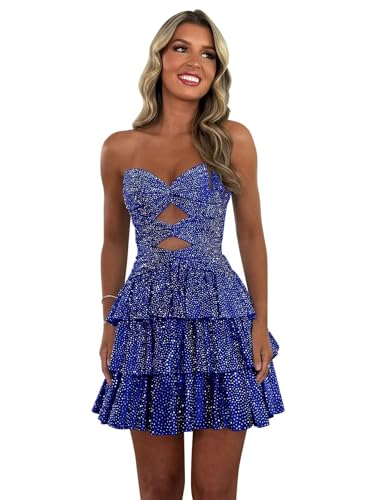 Homecoming Dresses 2025 for Teens Cut Out Sparkly Sequin Short HOCO Dress