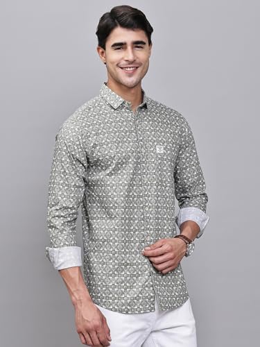 Image of Majestic Man Pure Cotton Slim Fit Printed Casual Shirt for Men