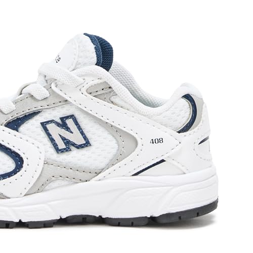 New Balance Kid's 408 V1 Bungee Sneaker, Nb 103 White/Natural Indigo, 2 W Little Kid