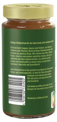 Escoffier - Waldpilzfond , Würzige Grundlage für Pilzsaucen , Ohne Geschmacksverstärker, Farbstoffe oder Palmfett , Gluten und laktosefrei , 1 x 400 ml