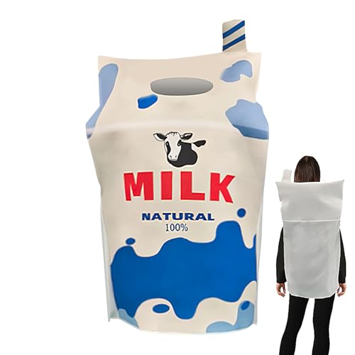 Generisch Divertidos disfraces de carnaval – Disfraz de cartón de leche para cosplay y carnaval – Humorvolles Creativo Festoutfit para Cosplay, actuaciones en escenario, celebraciones familiares y