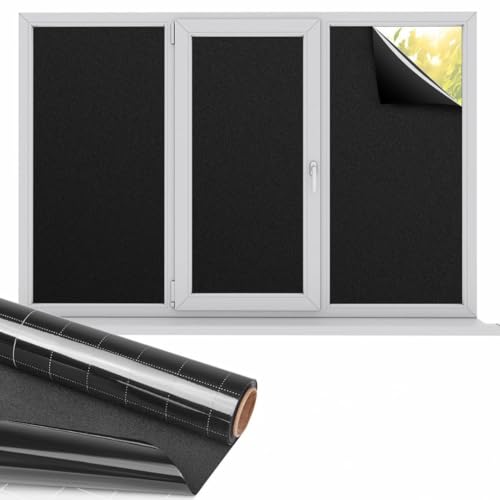 Image of WOO Home Frosted Glass Window Film & Stickers (12 X 72 INCH) Privacy Window Cover for Home & Office - Easy Apply, UV Protection, Removable Decorative Film (Black Film | 1 X 6 SQFT)