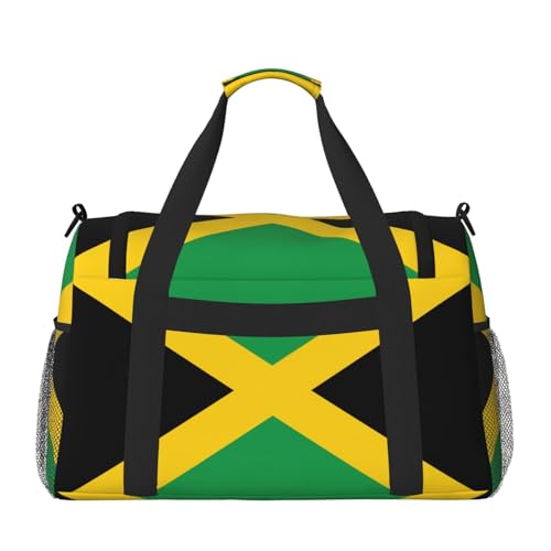 Flag of Jamaica print Travel Duffle Bag Gym Bag for Women,Puffer Tote Bag,Weekender Overnight Bag Organizer2