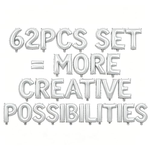 62 Pcs White Letter Balloons, Custom 2 Set A-Z Set for Personalizing Names & Phrases Party Supplies Banners - with 1 Set ABEILMNOPS for Wedding/Birthdays/Annivs Party Decoration Banner Custom Phrase