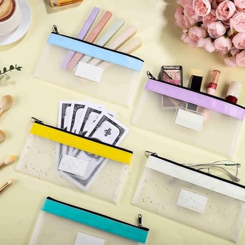 6 Stück Geldtaschen Banktasche, 20 x 10cm Transparente Federmäppchen Beutel mit Reißverschluss für Bargeld Scheck Quittungen Organizer