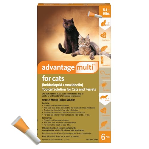 Advantage Multi for Cats 5-in-1 Heartworm Prevention | Kills Fleas & More | Cats 5.1-9 lbs. | 1 Count