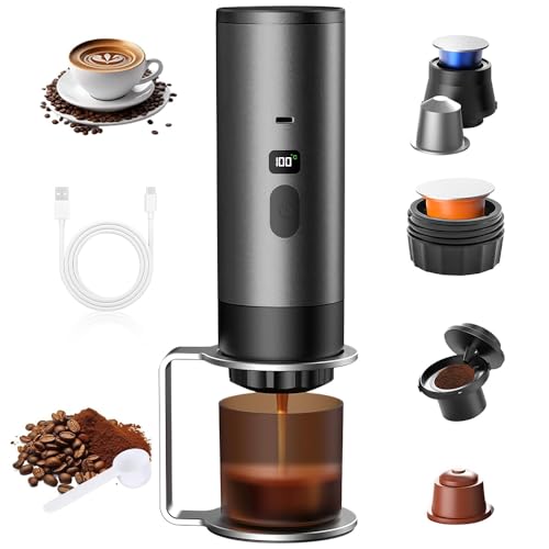 Compact 3-in-1 Electric Espresso Maker, Portable Self-Heating Coffee Machine for Travel, USB Rechargeable Mini Coffee Maker for Outdoor Adventures