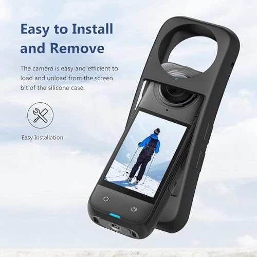 Image of Action Pro Silicone Protective Cover + Lens Cap Compatible with Insta360 X4 Action Camera (Black)